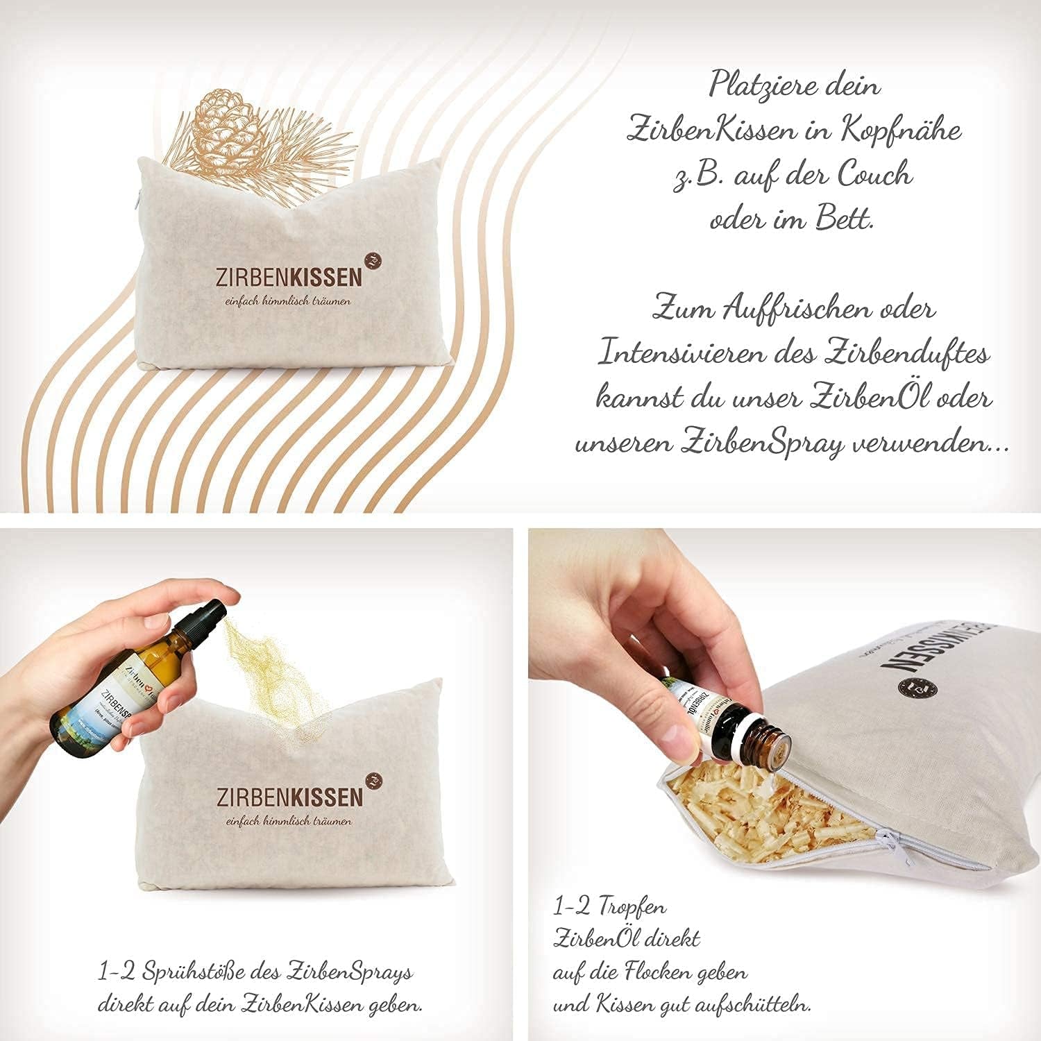 Familie de pin de piatră elvețiană Pernă de pin de piatră elvețiană Simply heavenly dreaming 30X20 cm, lemn, natural, 1 bucată (1 pachet) Perne standard Naty Shop