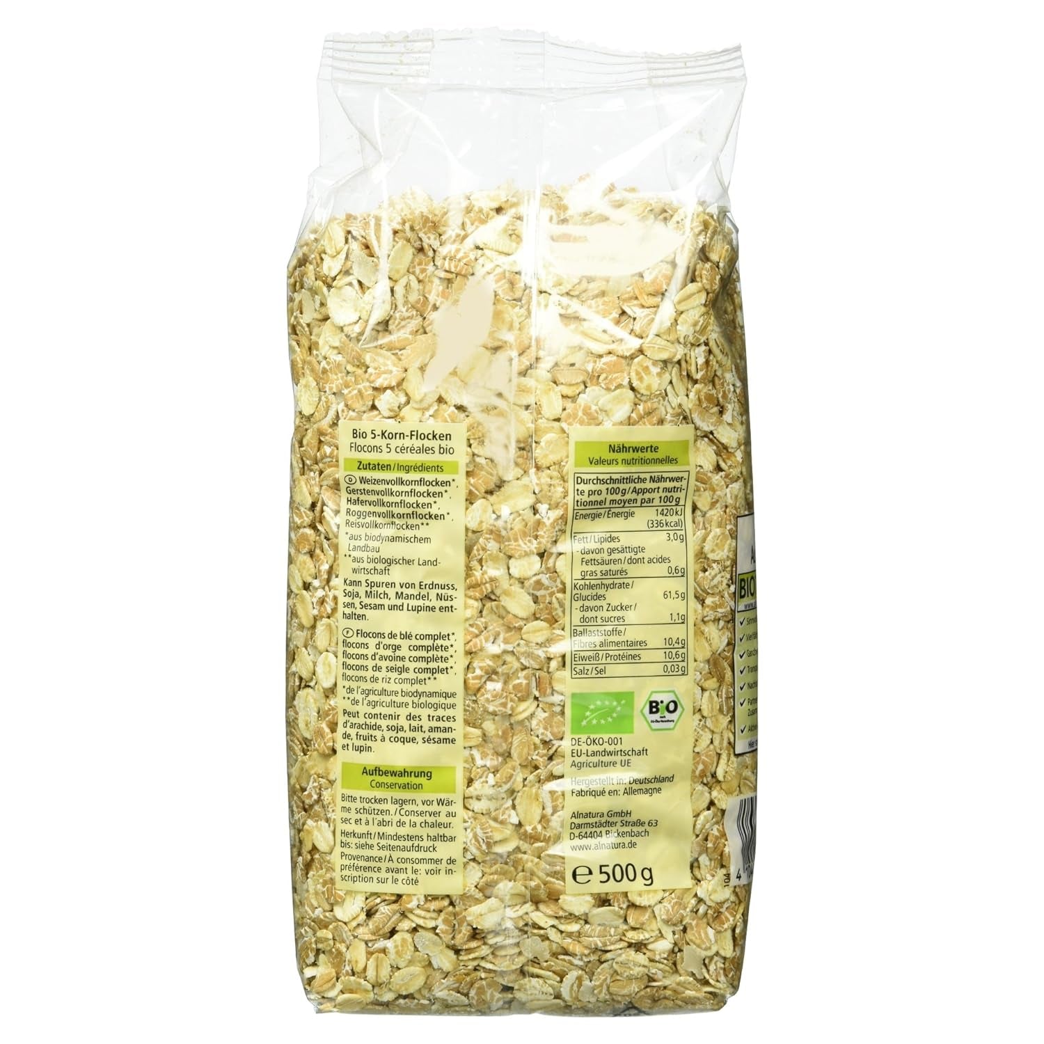Fulgi organici din 5 cereale, 500 g