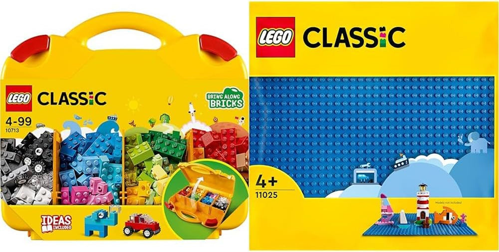 LEGO 10713 Classic Brick Starter Set - Sortarea culorilor cu cutie de depozitare, cadou creativ, jucărie pentru copii pentru fete și băieți de la 4 ani Seturi de constructie Besuche den LEGO-Store Pachet cu tablă de construcție albastră Placă de construcție albastră 11025
