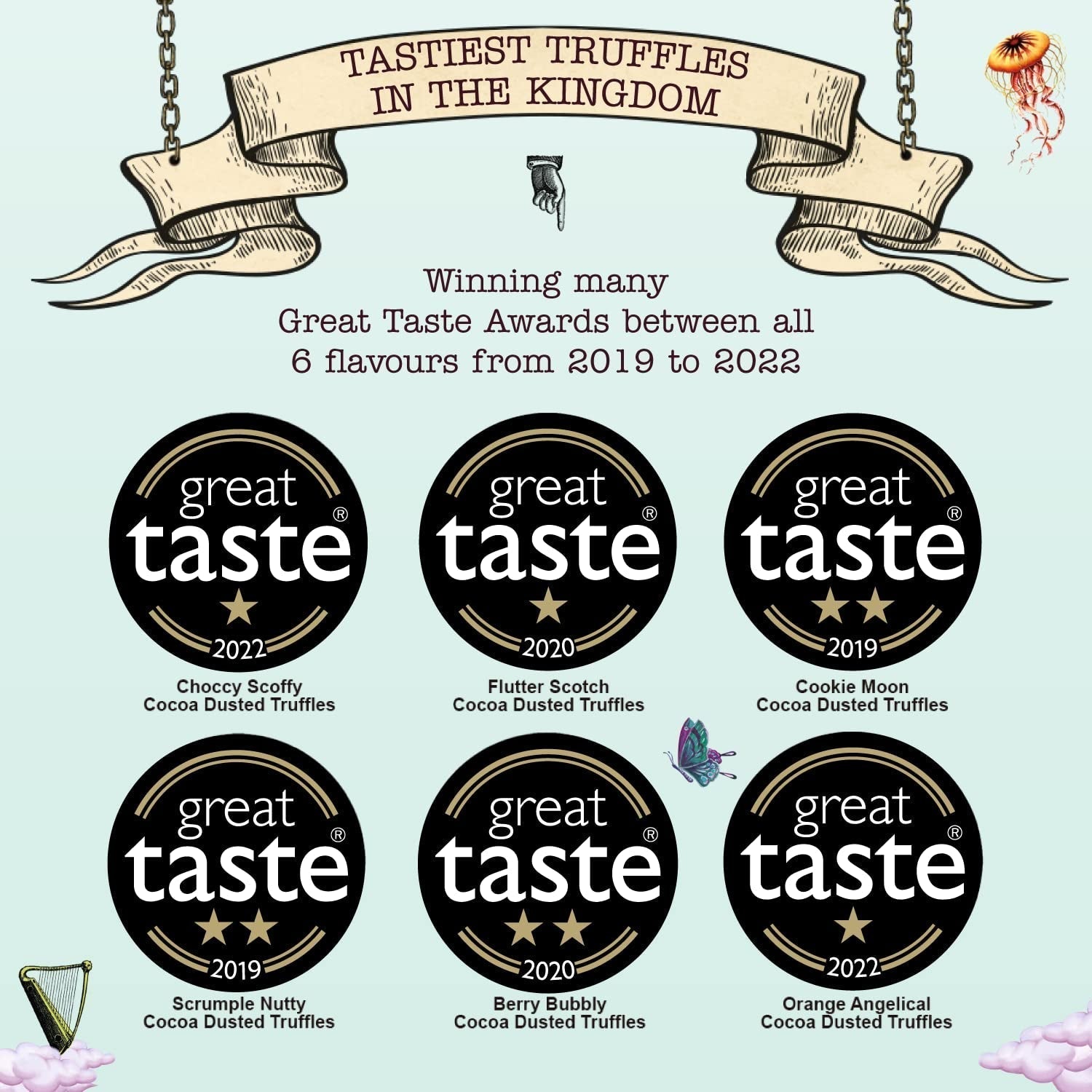 Monty Bojangles Taste Adventures Sortiment de ciocolată cu praf de cacao, 315 grame Bomboane de Ciocolata Naty Shop