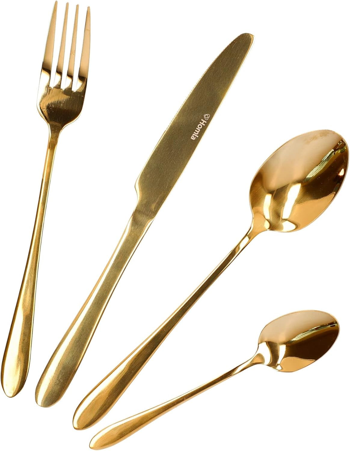 HOMLA Abele Besteckset Für Vier Personen 16-Teilig Edelstahl Hygienisch Elegant Leicht Zu Reinigen Gold Bucatarie Naty Shop