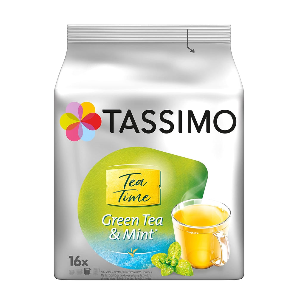 Tassimo Kapseln Tea Time Grüner Tee mit Minze, 5 x 16 Pads, 80 Teekapseln