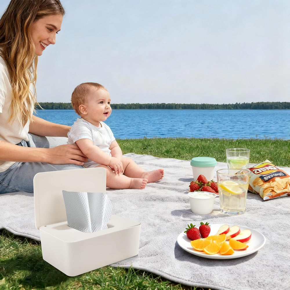 Cutie pentru șervețele umede cu capac, cutie pentru șervețele umede, distribuitor de șervețele umede pentru bebeluși, cutie de depozitare impermeabilă și sigilată, distribuitor de șervețele umede pentru baie, bucătărie, alb