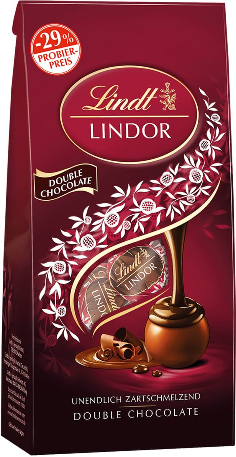 Lindt Chocolate LINDOR Double Chocolate Balls, Promoție | Pungă de 137 G Bomboane de Ciocolata Naty Shop Double Chocolate