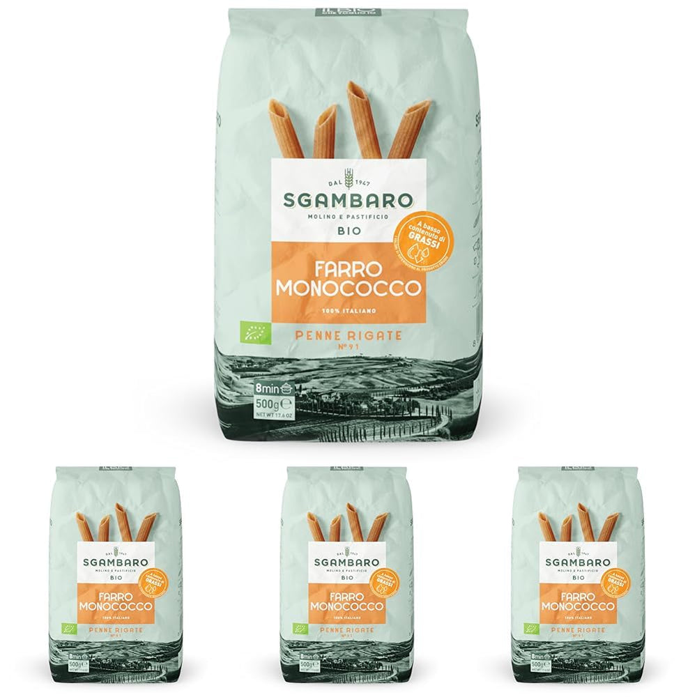 Paste Penne Rigate Organice N.91 - 500g Paste din grâu alac – Conținut scăzut de grăsimi – Sursă de fibre și proteine