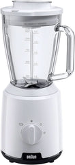 Braun Powerblend 1 JB1050WH - Standmixer Mit 1,5 L Glas-Mixaufsatz, Küchenhelfer Zum Zerkleinern, Pürieren & Mixen, Ice-Crush-Funktion, 2 Geschwindigkeiten, 600 Watt, Weiß Bucatarie Naty Shop Weiß Glas-Mixaufsatz