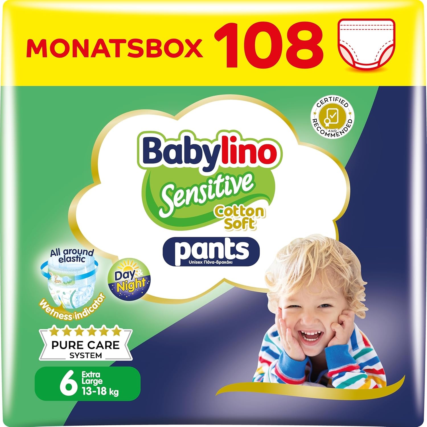 Scutece Sensitive Cotton Soft, mărimea 4, Pants Maxi (7-13 kg), 22 bucăți