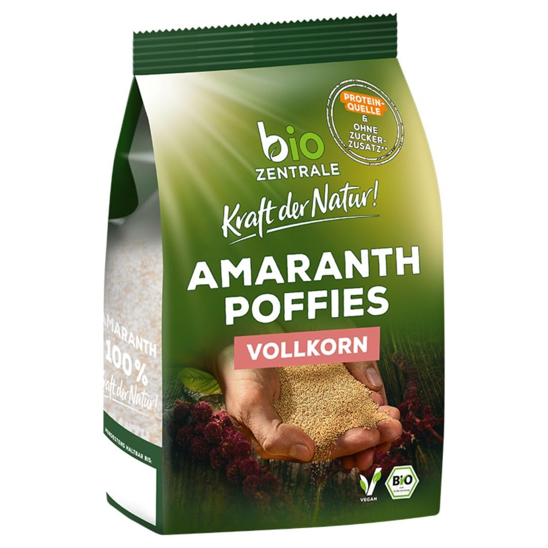 Pufuri cu amarant biozentrale | 125 g | vegan | boabe mici de amarant expandate | sursă de proteine | pentru muesli, iaurt și boluri colorate pentru micul dejun