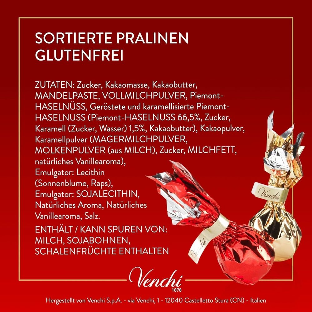 Venchi, Colecție de Crăciun - cutie cadou rotundă cu ciocolată asortată, 86 grame Bomboane de Ciocolata Naty Shop