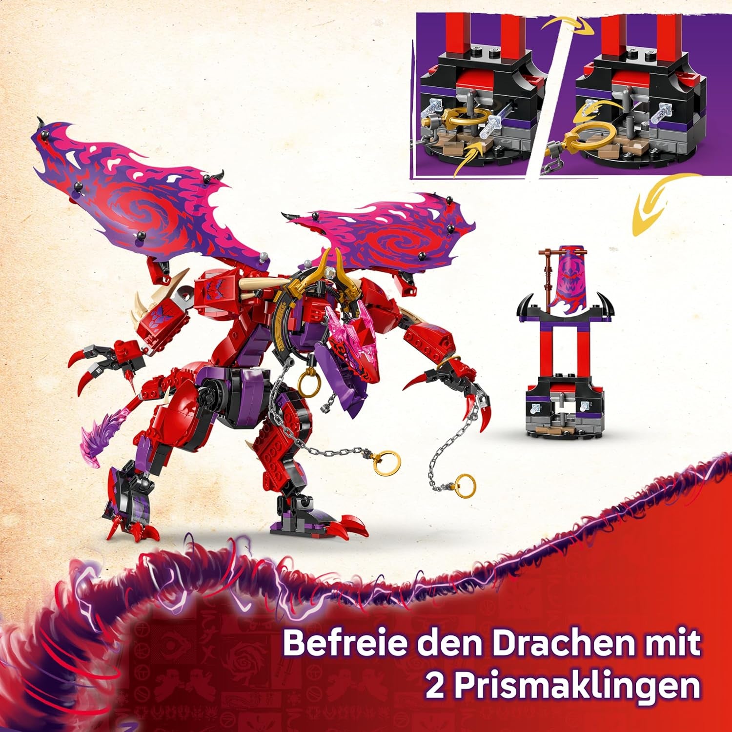 LEGO NINJAGO Chaosdrache Donnerzahn - Spielzeug mit 6 Ninja Minifiguren - Rollenspiel Bauset für Jungen und Mädchen ab 8 Jahren - Geschenke für Fans der TV-Serie Aufstieg der Drachen 71832