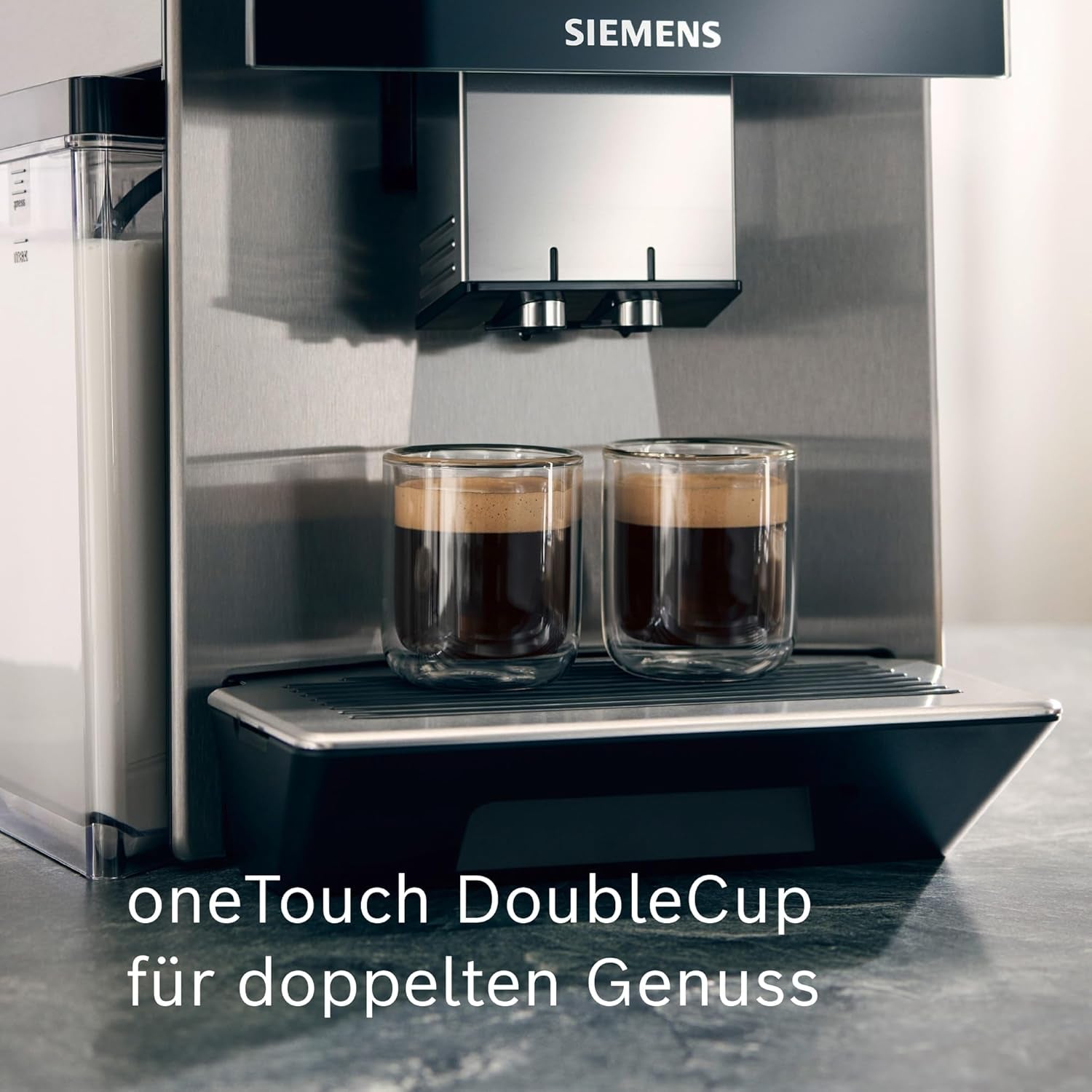 Espressor complet automat SIEMENS EQ900 TQ905D03, control prin aplicație, afișaj complet tactil, mod barista, reducere a zgomotului, până la 10 profiluri, râșniță premium, curățare automată cu abur, 1500 W, oțel inoxidabil