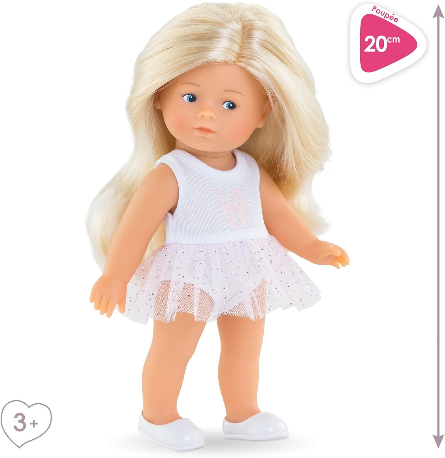 Les Trendies Mini Corolline Rosy Ballerina Set, Vollvinylpuppe mit langem Haar, extra Outfit in Geschenkbox, Vanilleduft, 20cm, ab 3 Jahren