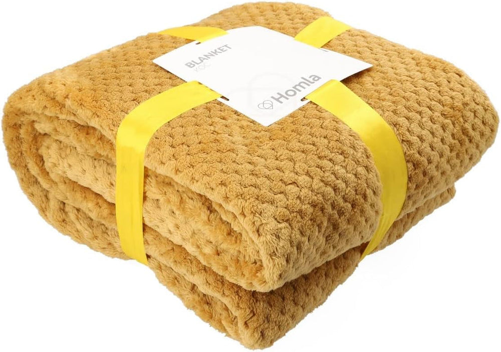 HOMLA Noah Pătură decorativă moale - pătură confortabilă din fibre de poliester pentru casă pătură pufoasă pentru canapea pat - 150 X 200 cm model de boabe de orez culoare muștar Paturi si Cuverturi Besuche den HOMLA-Store