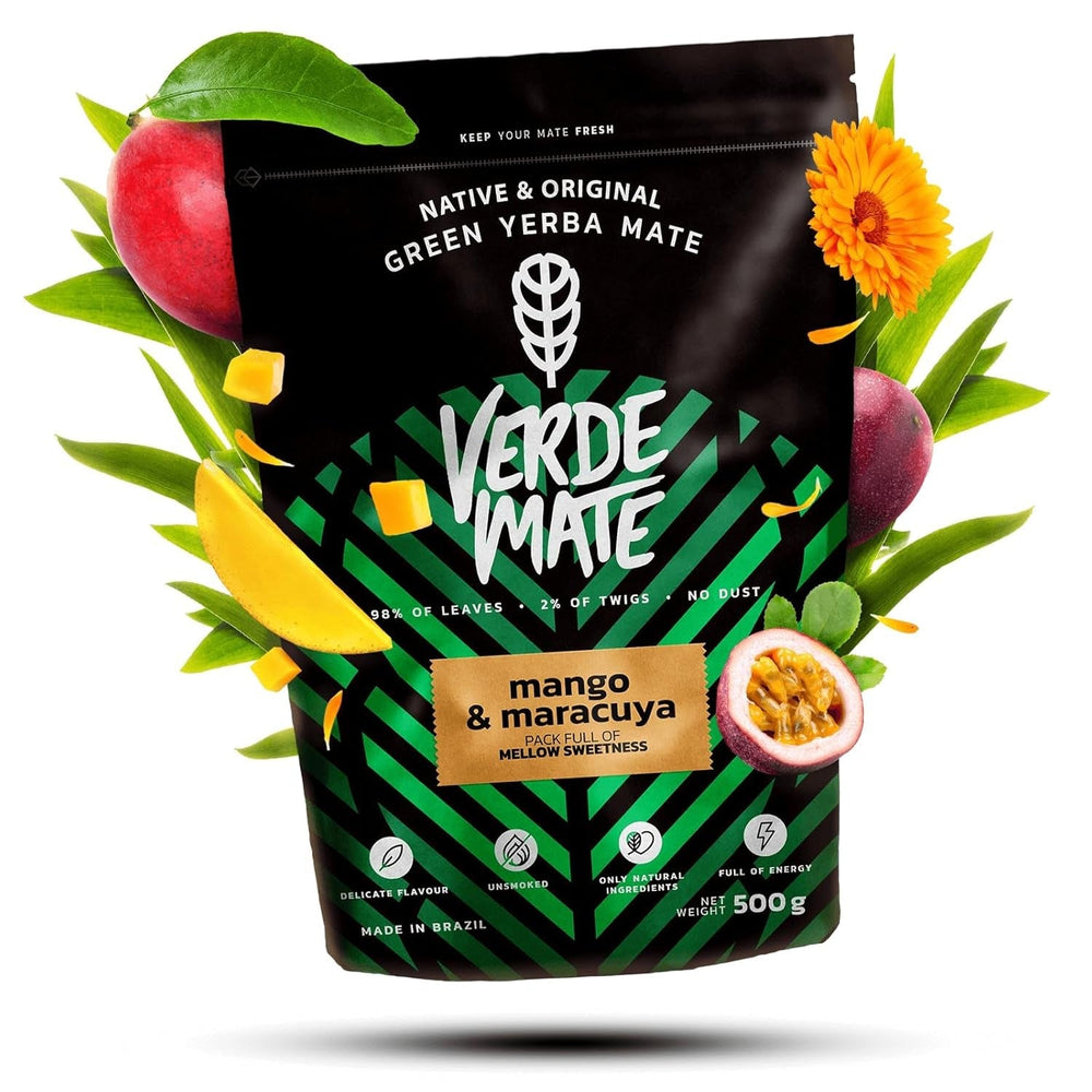 Verde Mate Green Mango &amp; Maracuya 0,5Kg | Ceai de fructe Mate | Gustul exotic al ceaiului Mate | Puterea răcoririi | Stimulare naturală | Ceai Mate din Brazilia | 500 G