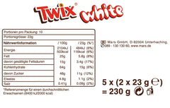 Batoane Twix de ciocolată albă; caramel, biscuiți, ciocolată albă; pachet multiplu de ciocolată; 5 batoane (5 x 46 g)