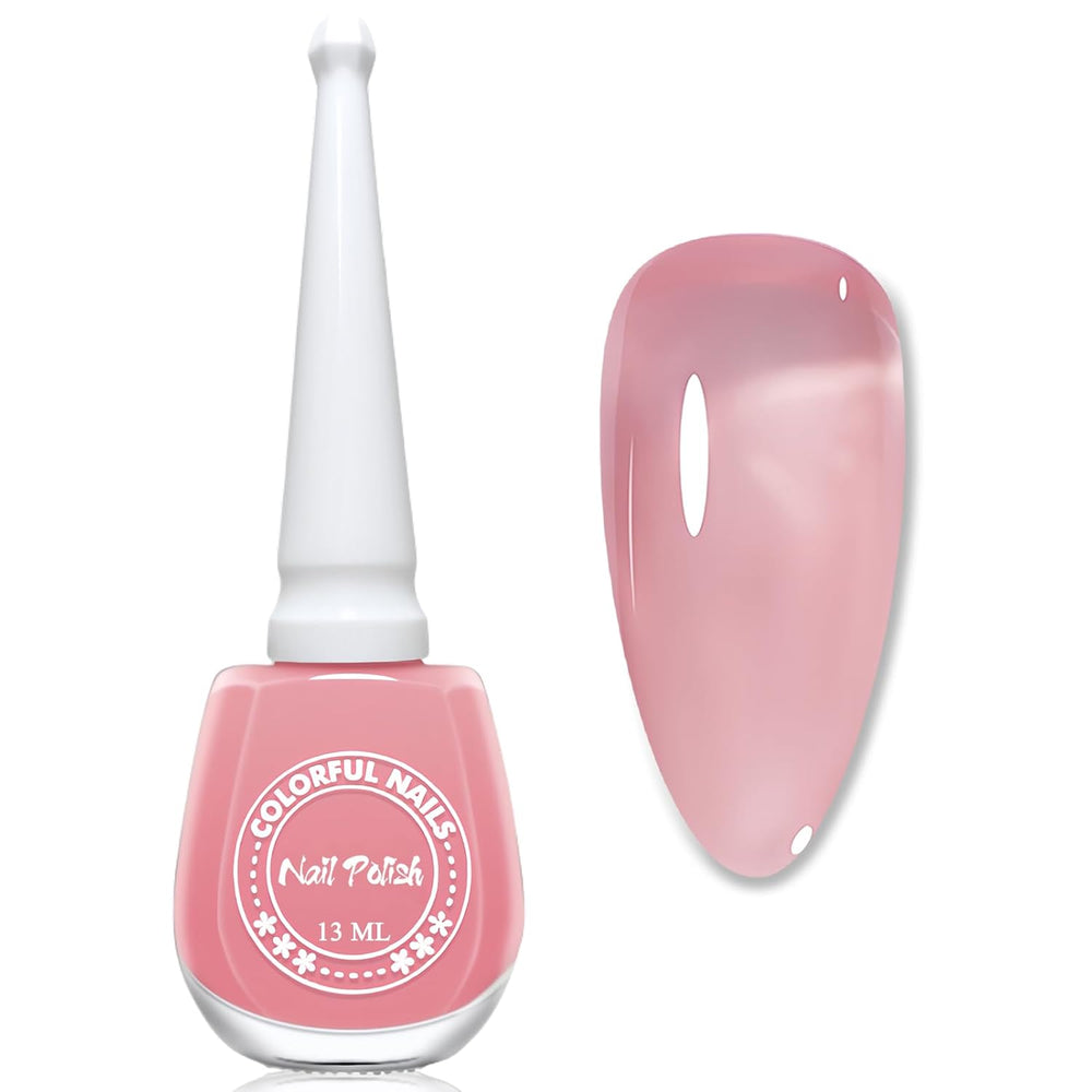 Oja Jelly Pink, 13 ml, Oja cu uscare rapidă, de lungă durată, natural translucidă, Oja obișnuită fără lampă UV pentru femei, Nail Art DIY (Roz clasic)
