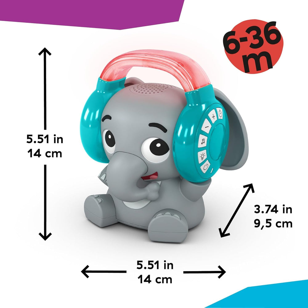 Baby Einstein Earl the Elephant Bluetooth Sound Machine, sistem de muzică + lumină de noapte, de la bebeluș la copil mic Jucarii Bebe Naty Shop