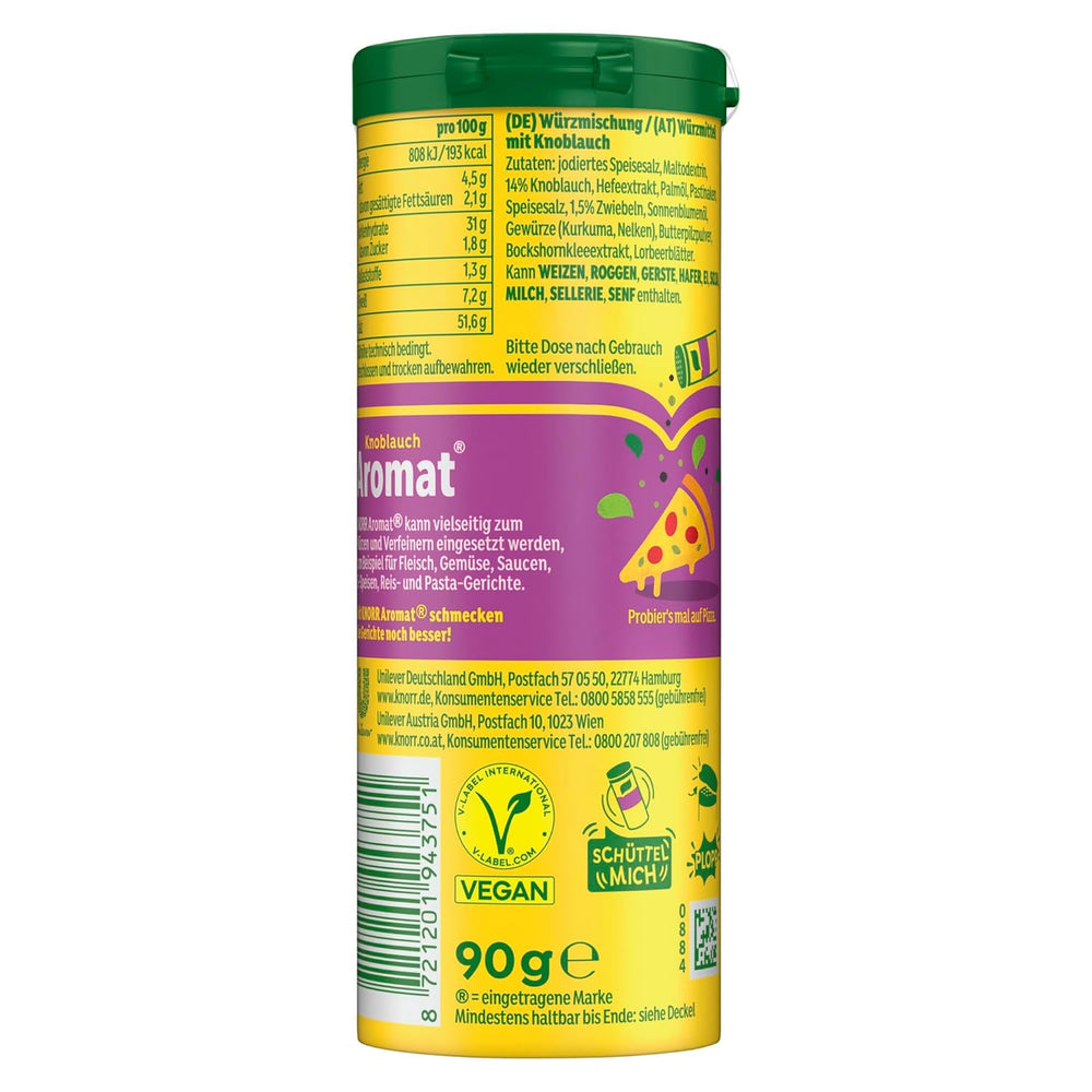 Knorr Würzmischung Knoblauch Aromat für schnelle Gerichte zum Würzen und Verfeinern von Pasta, Pizza, Gemüse und mehr 90 g