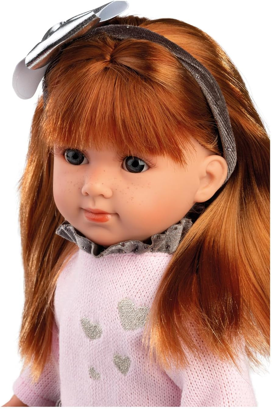 Llorens 1053551 Puppe Nicole, mit roten Haaren und blauen Augen, Fashion Doll mit weichem Körper, inkl. trendigem Outfit und Haarreif, 35 cm