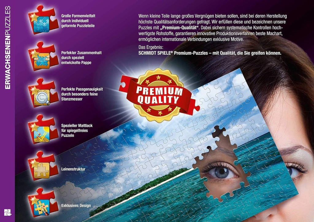 Schmidt Spiele Casa de pe plajă, puzzle jigsaw 1.000 piese Puzzle Naty Shop