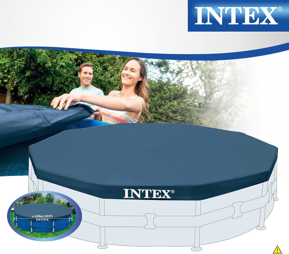 Prelată rotundă pentru piscină Intex - Prelată pentru piscină - Pentru piscine cu cadru metalic și prismatic 58108 Albastră 3 m
