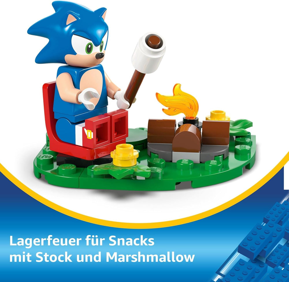 LEGO Sonic the Hedgehog: Sonic’s Campfire Clash Set, Collectible Building Toy with 4 Characters, Gold Rings and a Chaos Emerald, Gifts for Gamers, Boys & Girls Aged 7 Plus 77001