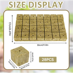 Cuburi Rockwool pentru răsaduri 28 - Cuburi Rockwool 4x4x4cm - Cuburi pentru răsaduri, Cuburi Rockwool, Sisteme hidroponice pentru răsaduri/Plante clonate/Proiecte școlare, Cultivarea răsadurilor fără sol