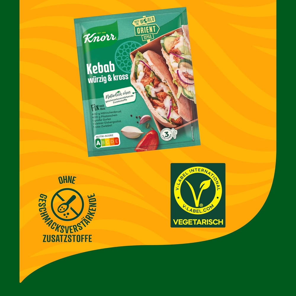 Knorr Fix Kebab für ein würzig und krosses Hähnchen Gericht ohne geschmacksverstärkende Zusatzstoffe 3 Portionen