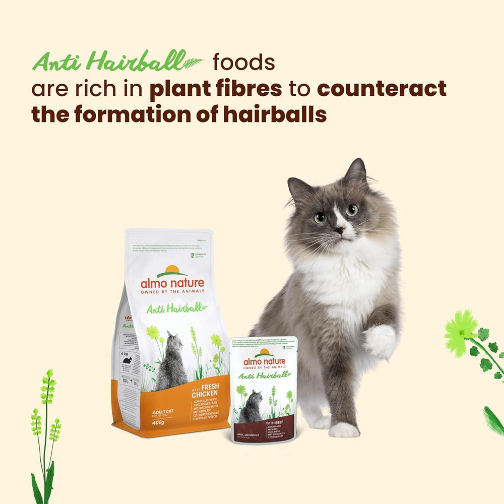 Almo Nature Functional - Anti-ghemotoace de păr - Hrană umedă pentru pisici adulte și mature - cu pui - Combate formarea ghemotoacelor de păr - 70 g (pachet de 30)