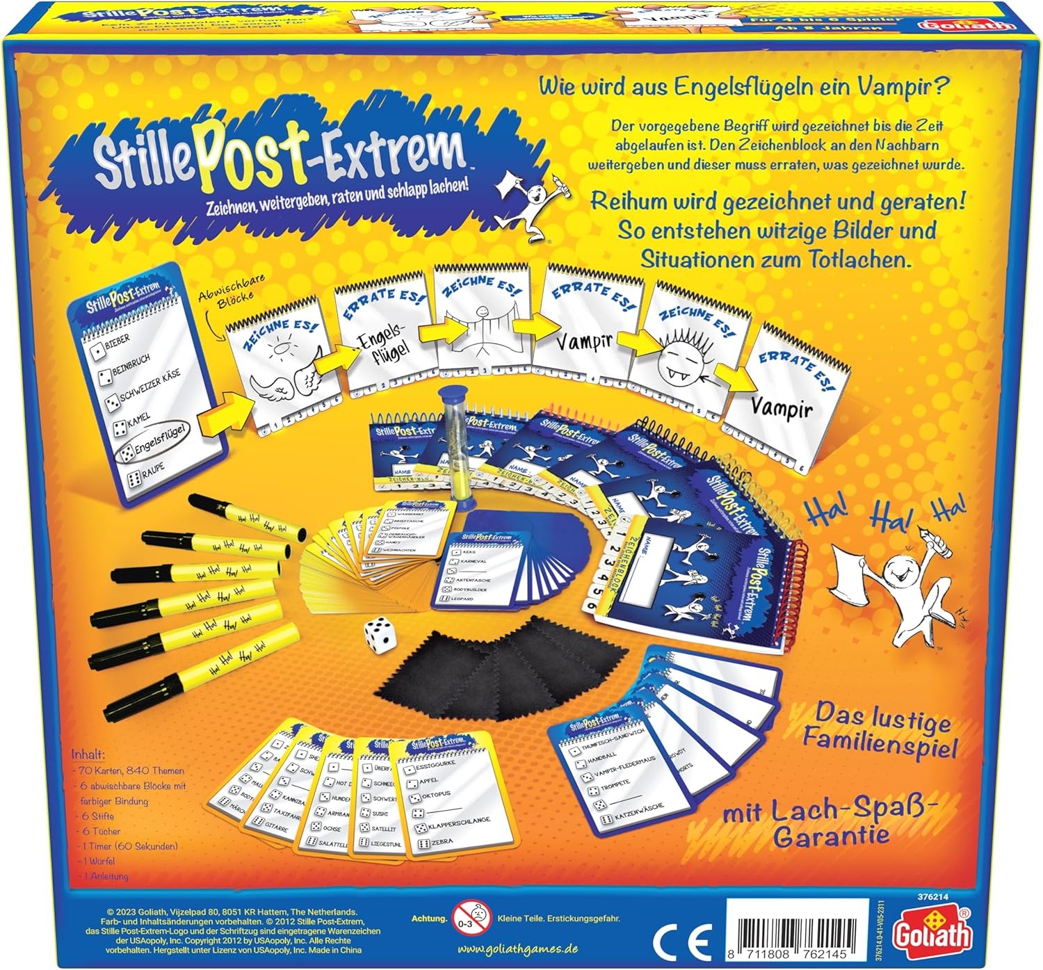 Goliat, POȘTĂ Extremă, un joc de petrecere pentru adulți și copii cu vârsta de 8 ani și peste, un joc de desen distractiv și rapid, pentru familie sau prieteni, jocuri de societate, 4 până la 6 jucători, 20 de minute