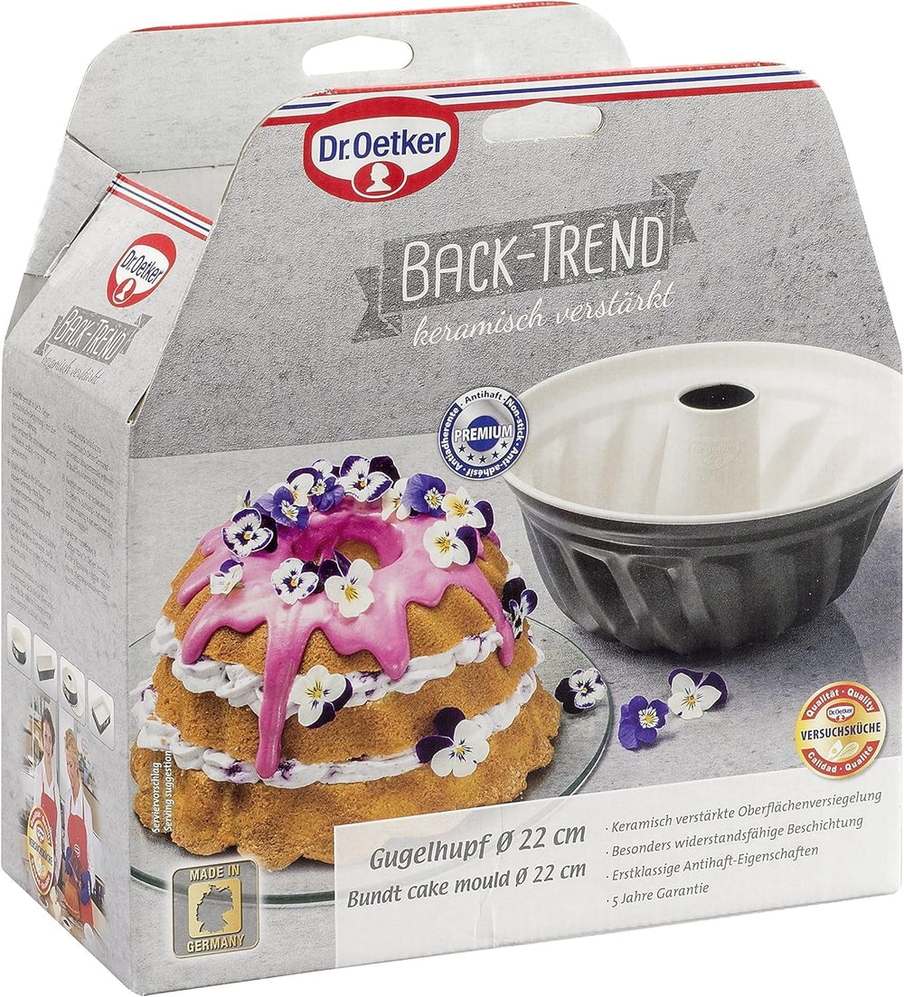 Dr. Oetker Gugelhupfform Ø 22 Cm BACK-TREND, Backform Für Gugelhupf, Runde Bundform Aus Stahl Mit Keramisch Verstärkter Antihaft-Beschichtung (Farbe: Creme/Anthrazit), Menge: 1 Stück Matrite si tavi pentru copt Naty Shop