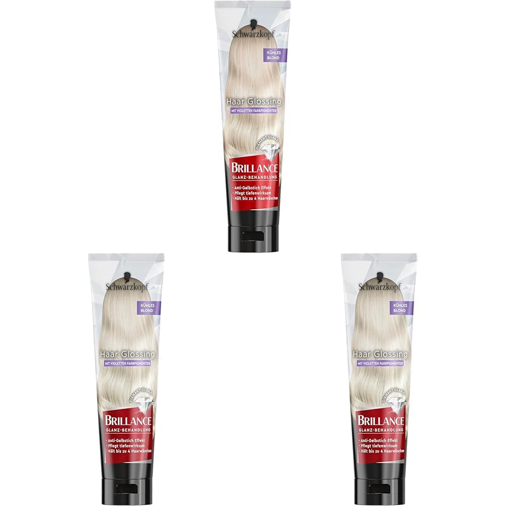 Brillance Shine Treatment, Hair Glossing Radiant Violet (150 ml), hrănește și intensifică culoarea părului, poate fi folosit ca o mască de păr, durează până la 6 spălări ale părului Vopsea pentru par Naty Shop Blondă cool 150.00 Ml (pachet de 3)