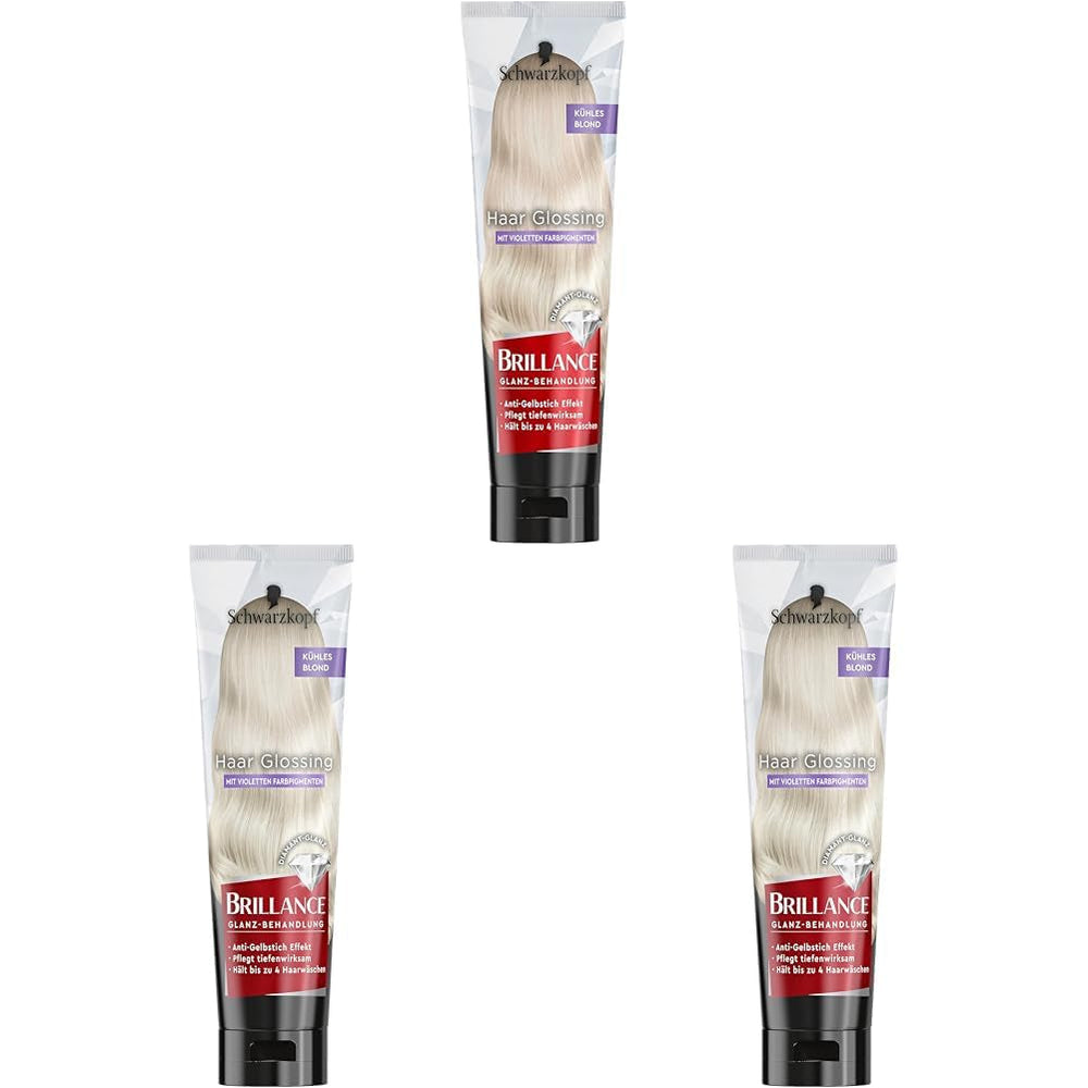 Brillance Shine Treatment, Hair Glossing Radiant Violet (150 ml), hrănește și intensifică culoarea părului, poate fi folosit ca o mască de păr, durează până la 6 spălări ale părului Vopsea pentru par Naty Shop Blondă cool 150.00 Ml (pachet de 3)
