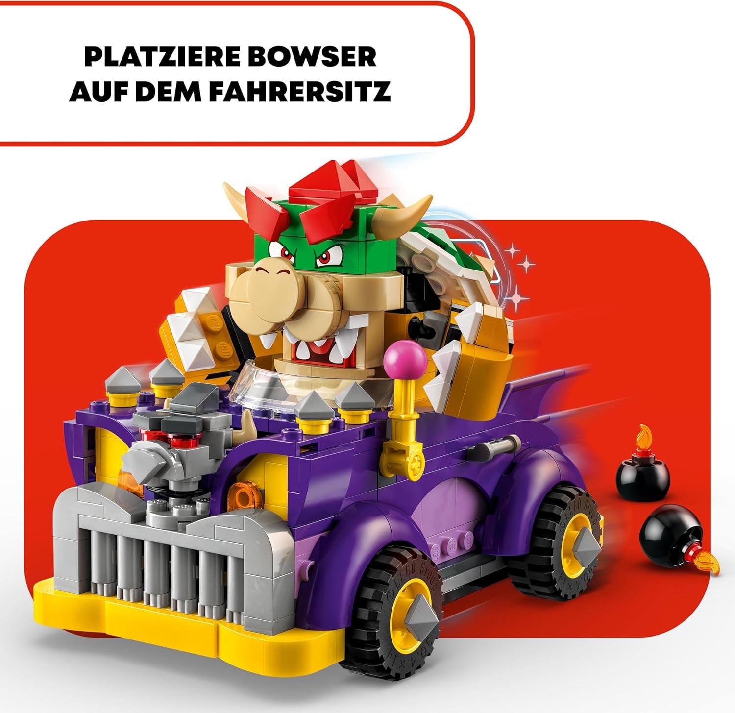 LEGO Super Mario Bowser's Monster Cart - Set de expansiune, jucărie pentru mașină cu figura Bowser pentru băieți și fete, set cu un singur personaj, cadou de gamer pentru copii de la 8 ani 71431 Seturi de constructie Besuche den LEGO-Store