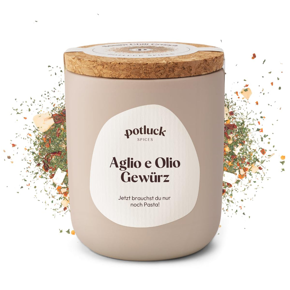 Potluck | Pasta e Pizza Kräuter | Gewürzzubereitung im Keramiktopf | 40g | Vegan, glutenfrei und mit natürlichen Inhaltsstoffen