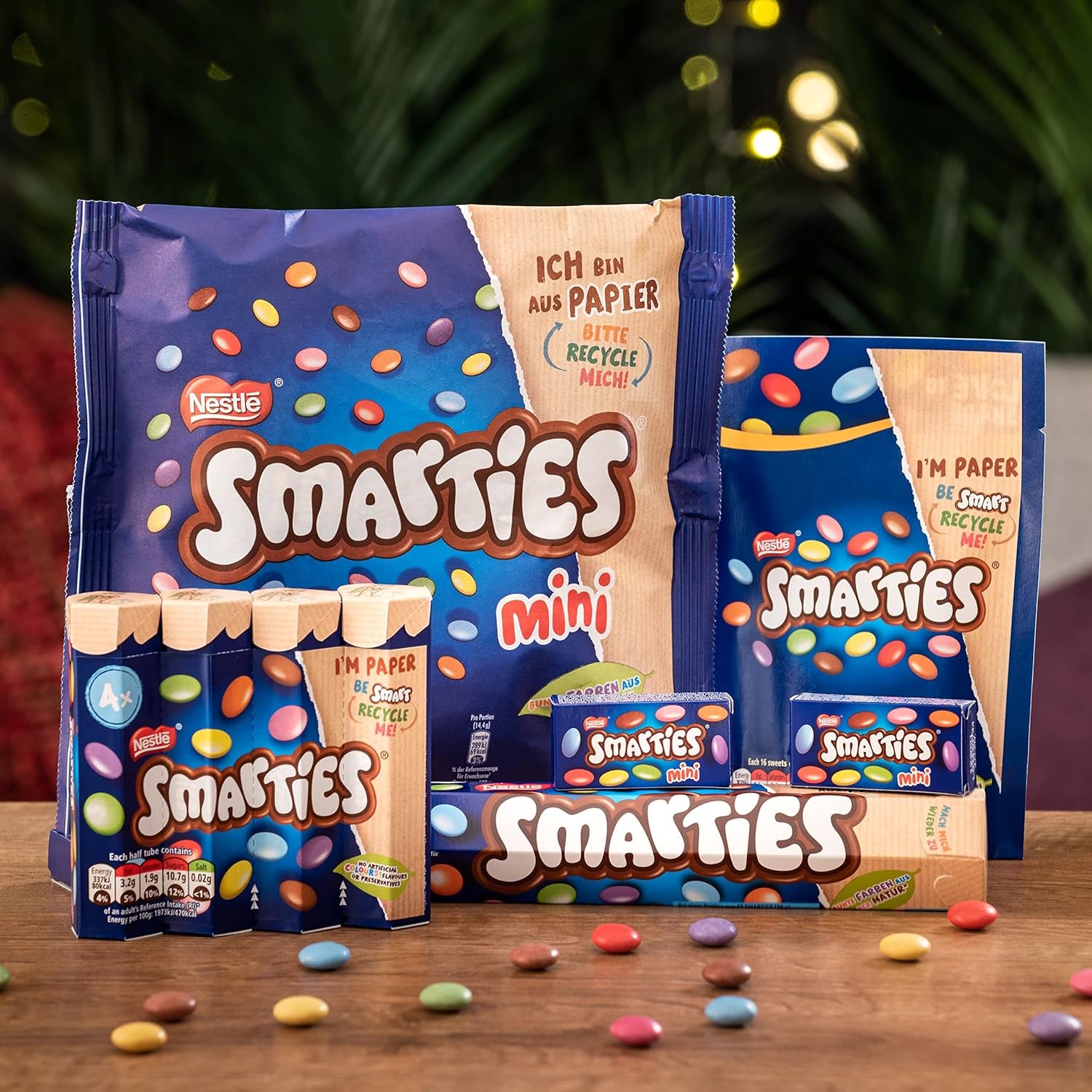 Nestlé SMARTIES Mini, linte mică cu ciocolată cu lapte, ambalată individual, pachet de 3 (1 x 187g)