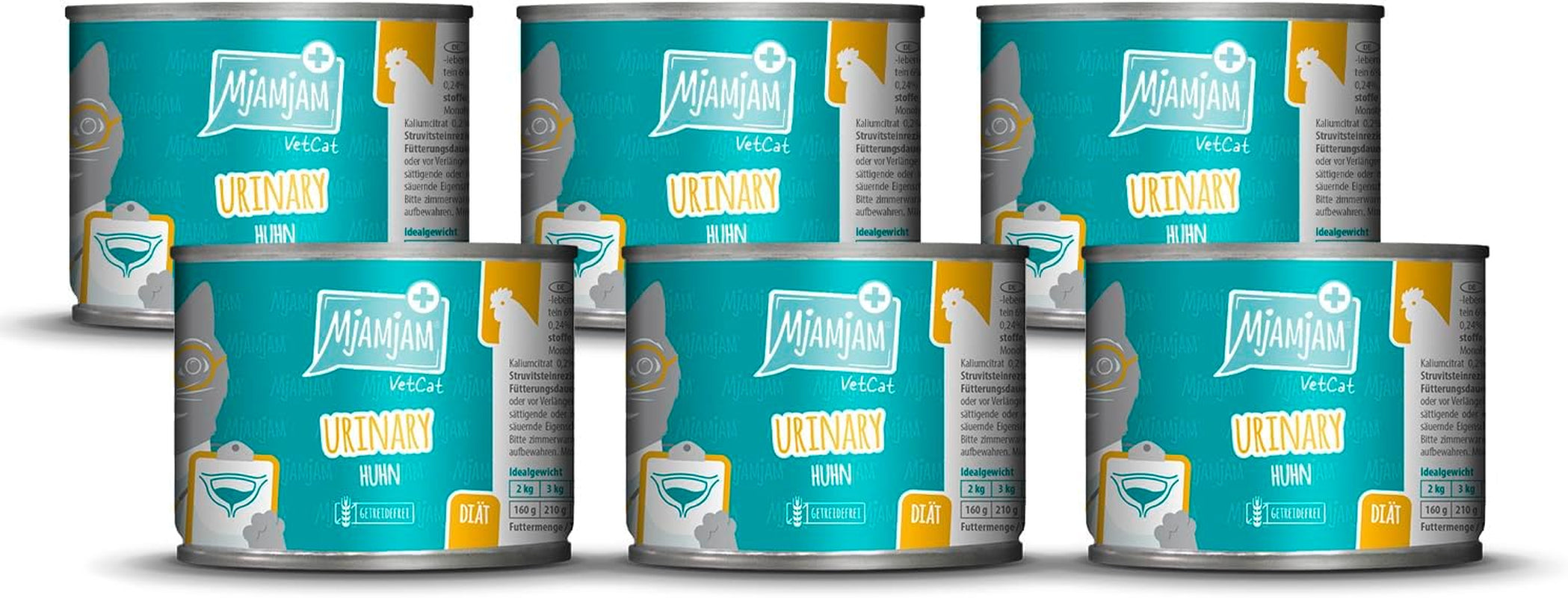 Mjamjam Vetcat - Hrană umedă premium pentru pisici - Dietă - Urinară - Pui, pachet de 6 (6 X 200G), fără cereale