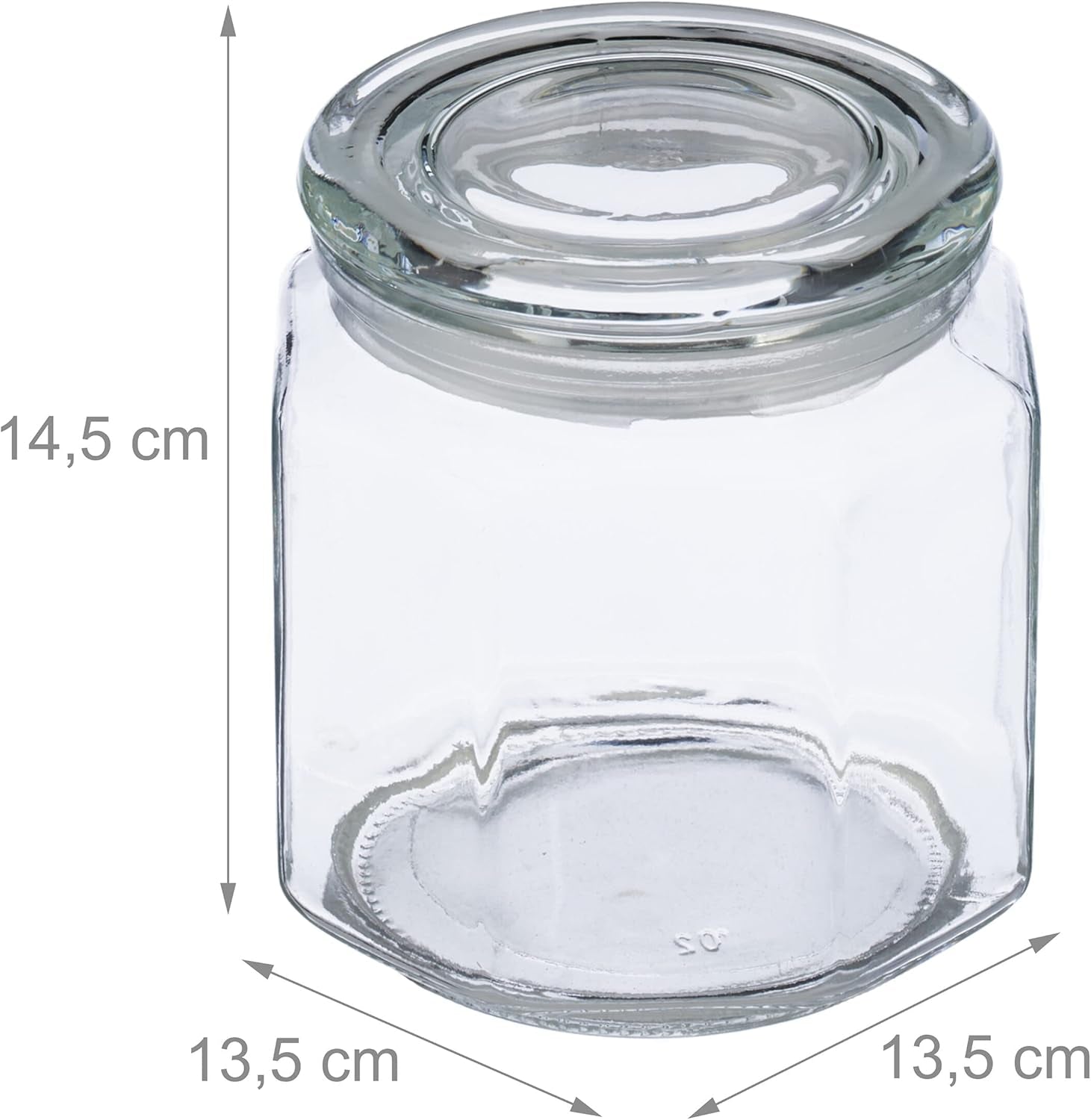 Borcane de depozitare Relaxdays cu capac, set de 6, sticlă, 1,3 l, borcane de depozitare octogonale, recipiente etanșe din sticlă, transparente Cutii depozitare alimente Naty Shop