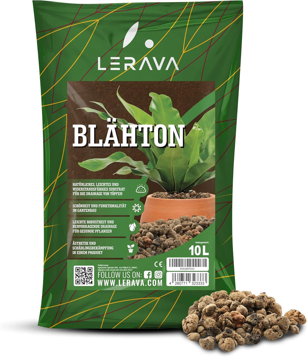 Argilă expandată LERAVA® (1L) – Granule de argilă pentru plante de apartament și hidroponie – Argilă vegetală cu pH neutru pentru drenaj optim – Ideală ca strat de drenaj sau granule de argilă decorative pentru plante