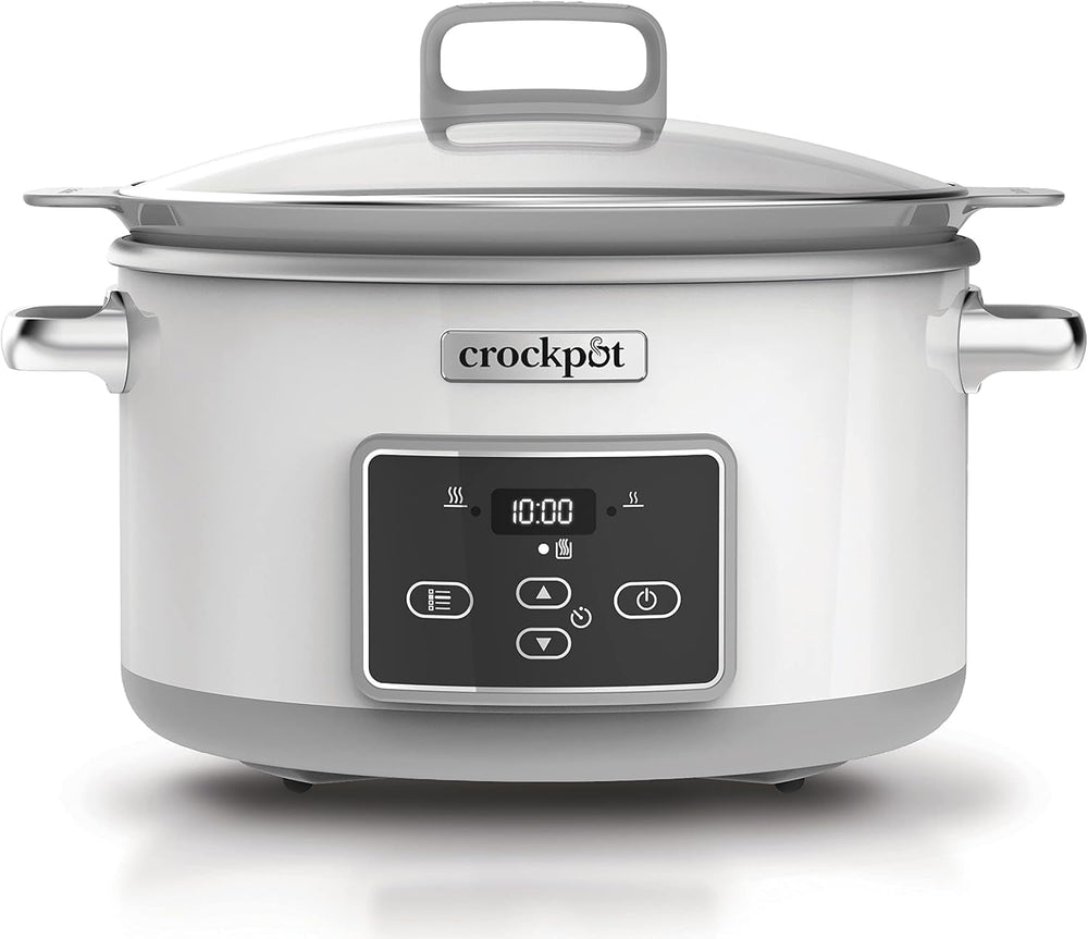 Crock-Pot Digital Slow Cooker Saute Slow Cooker cu Duraceramic 5 litri, CSC026X Slow Cooker Naty Shop Alb 5 litri