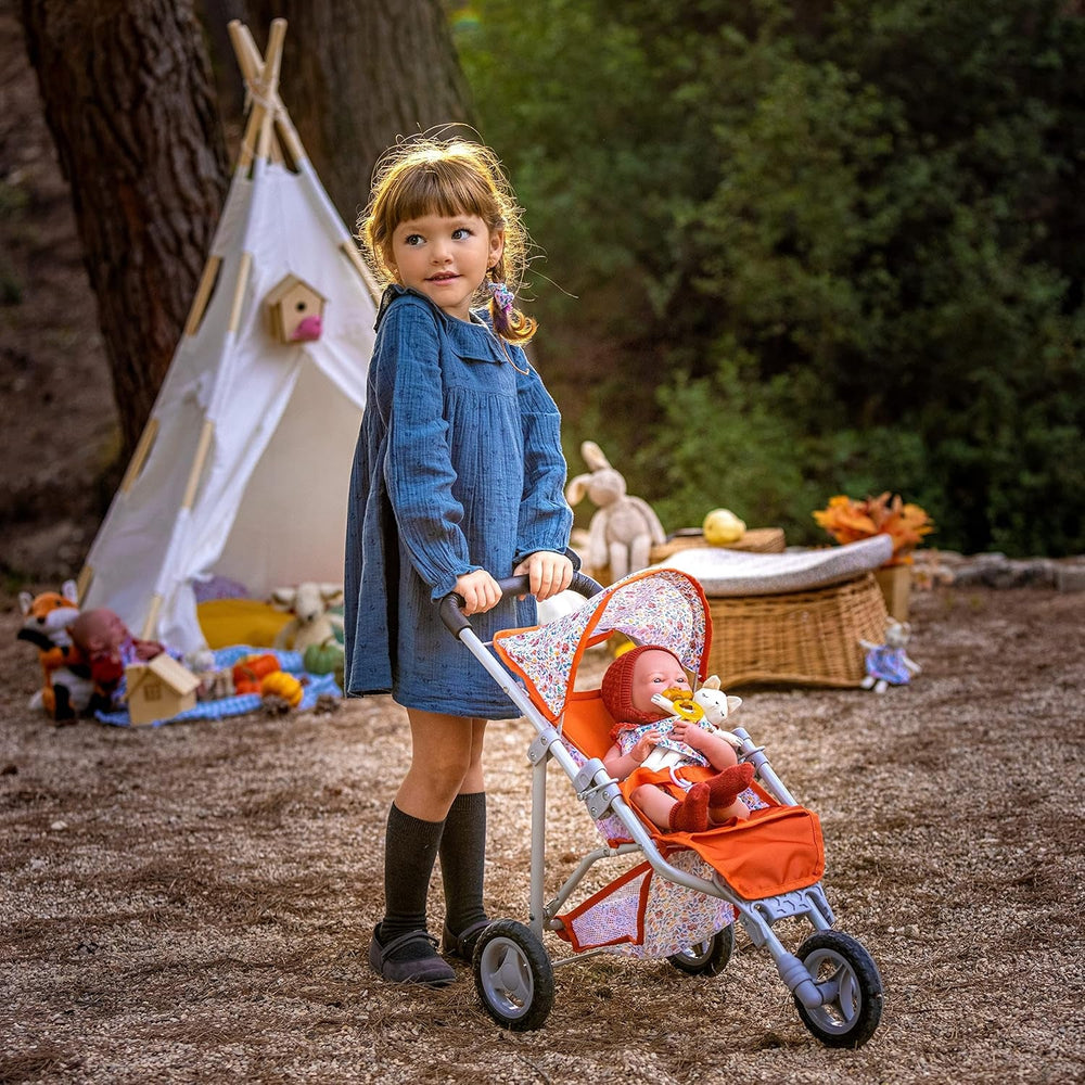 jc toys- Muñeca La Newborn recién nacida de 38 cm, de vinilo Suave, colección Nature, Con ropa floral, chupete y Peluche, niña, diseñada en España por Berenguer, +2 años