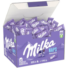 Milka Naps Alpine Milk – Mini pătrățele de ciocolată din delicată ciocolată cu lapte alpină – 1 x 1,7 kg