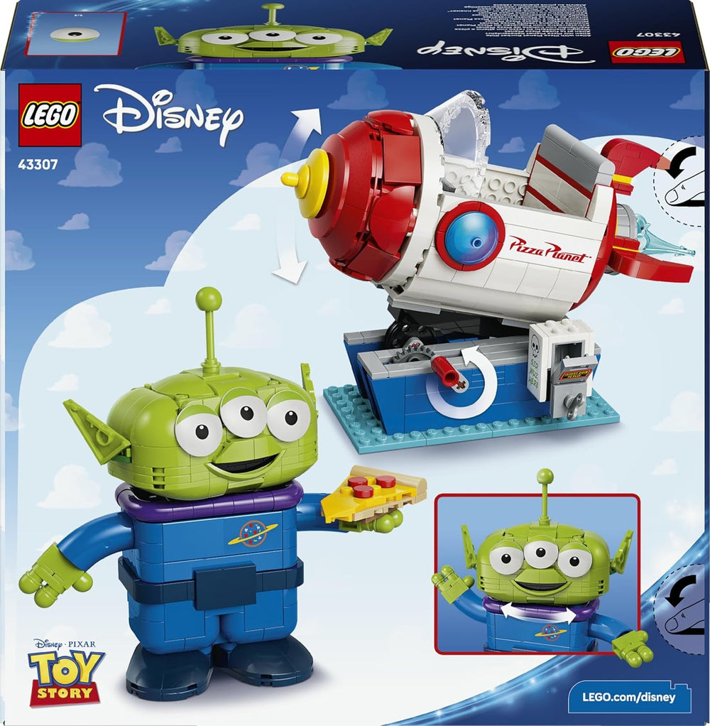 LEGO Disney and Pixar Toy Story Alien mit Pizza Planet Raketenfahrt - Raumschiff Spielzeug mit Alien Figur als DIY Deko - Geschenk für Jungen und Mädchen ab 9 Jahren sowie Toy Story Fans - 43307