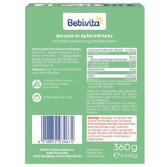 Banană în măr cu plic de biscuiți – 16 bucăți (4 pachete, 4 x 90g fiecare), fără zahăr adăugat, făcute din fructe blânde și cereale valoroase, ideale pentru gustări la pachet și pentru deplasare