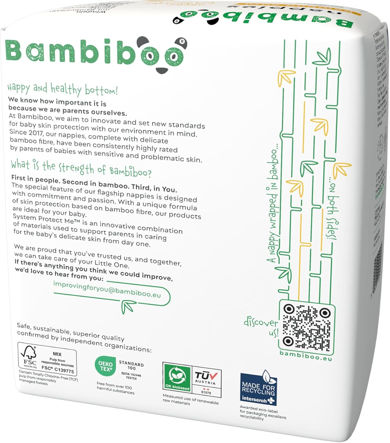 Scutece mini de unică folosință Bambiboo, prietenoase cu pielea, cu fibră moale de bambus și deschidere ombilicală - Scutece pentru nou-născuți - Scutece de unică folosință pentru nou-născuți - Protecție a pielii - Mărimea 2, 25 bucăți