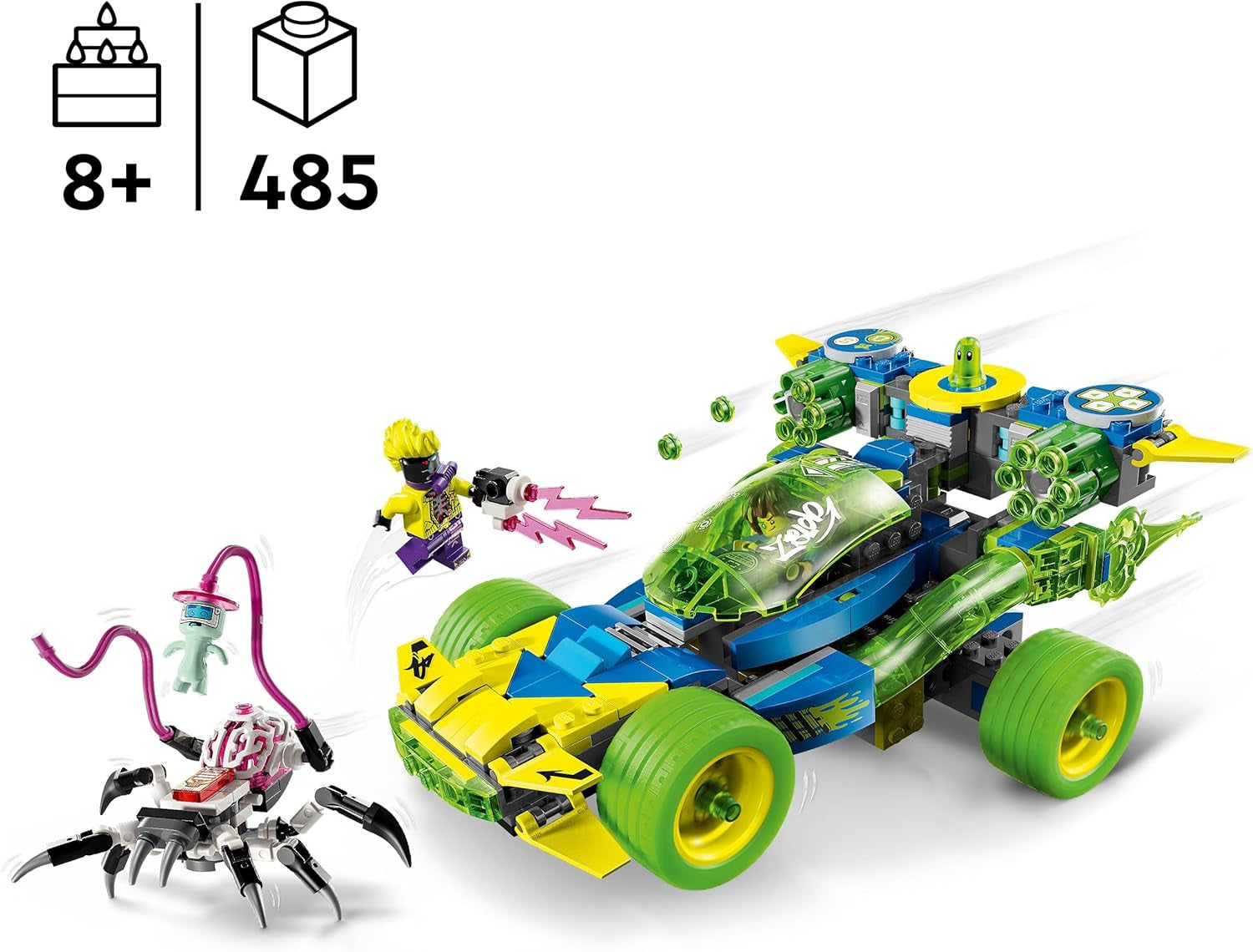 LEGO Dreamzzz Mateo cu mașina de curse de acțiune Z-Blob, set de joacă fantasy 2 în 1 cu vehicule, minifigurine și creaturi de vis pentru copii cu vârsta de peste 8 ani, cadou pentru băieți și fete 71491 Seturi de constructie Besuche den LEGO-Store