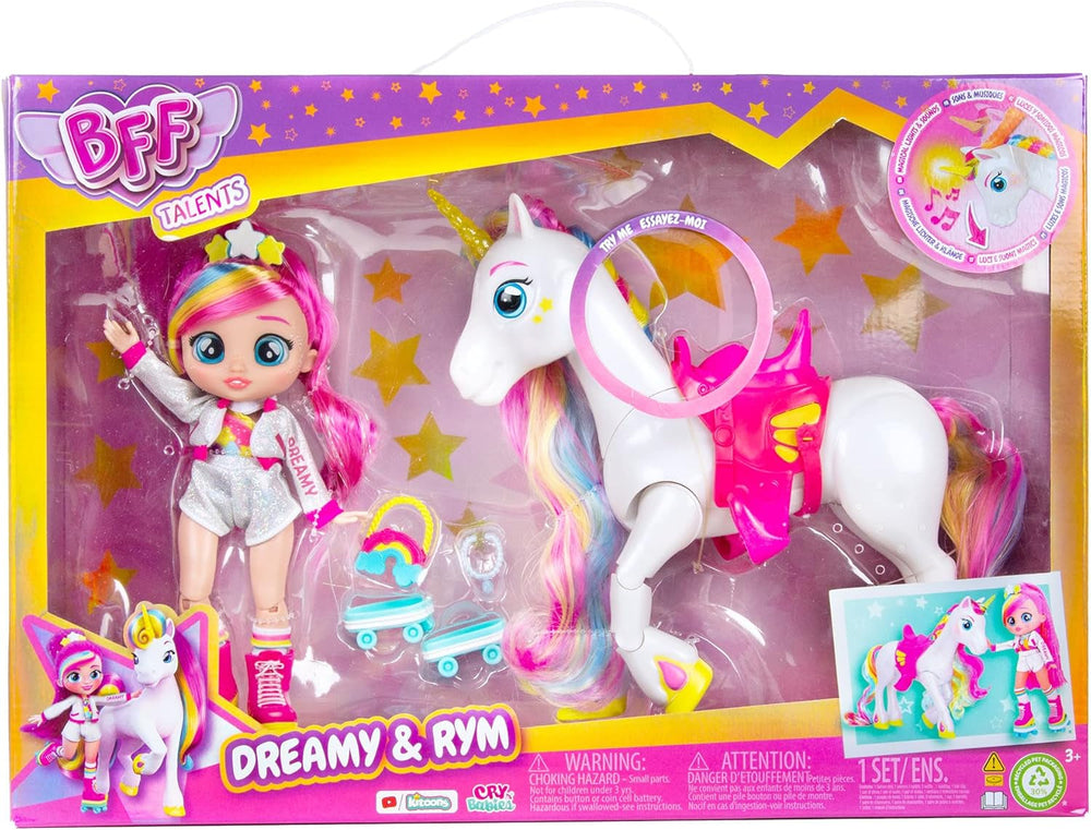 BFF by Tränenbabys Dreamy & Rym Deluxe-Set, enthält die Exklusive bewegliche Puppe Dreamy und Sein Einhorn Rym - Optimales Geschenk für Jungen und Mädchen ab 5 Jahren