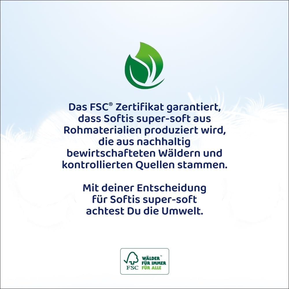 Hârtie igienică Softis cu 4 straturi - pachet de 45 de role (5 X 9 pachete simple), 100 de coli per rolă, Sistem unic de cameră moale, Ambalaj reciclabil, Hârtie certificată Fsc