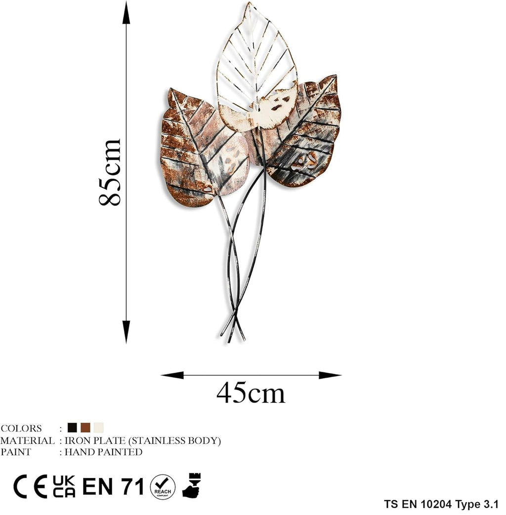 Accesoriu decorativ de perete din metal realizat manual, 45 x 85 cm | 100% metal (1,5 mm) | Design unic maro și negru, perfect pentru decorațiuni interioare | Montabil pe perete Statuete si sculpturi Naty Shop