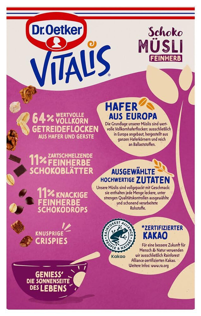 Dr. Oetker Vitalis Muesli cu ciocolată neagră: Muesli pentru micul dejun cu ciocolată neagră, pachet de 6 (6 x 600g)